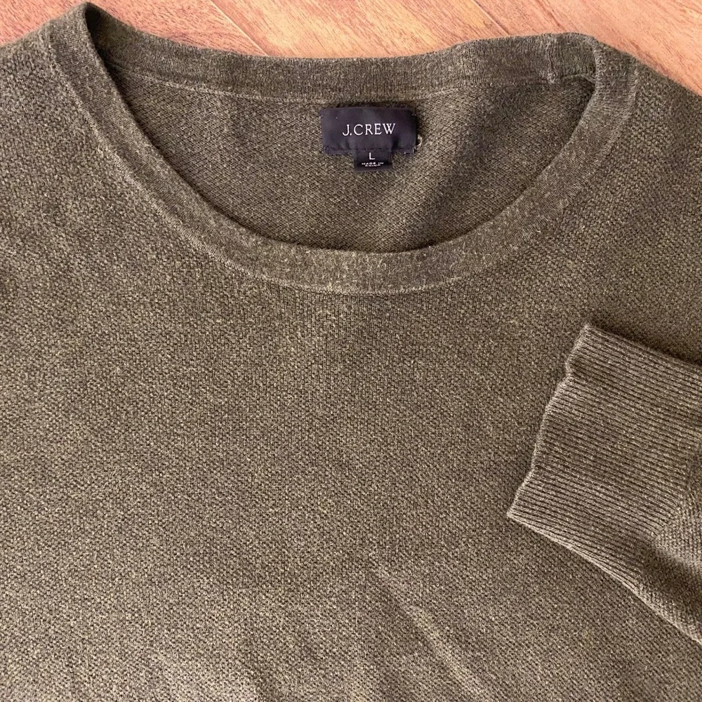 J.Crew Cotton Cashmere Blend Crewneck‎ Sweater Mens Large Olive Green